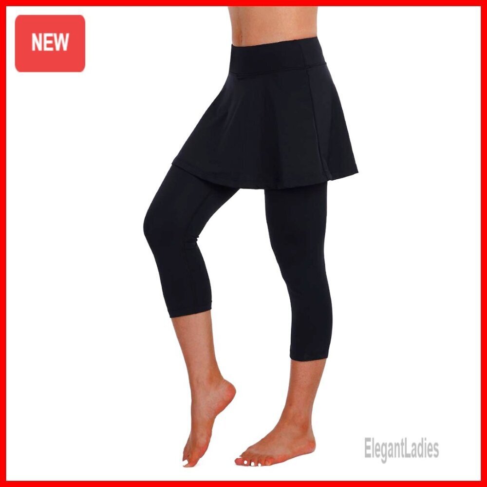 Skirted Yoga Leggings with Pockets High Waist Tennis Activewear